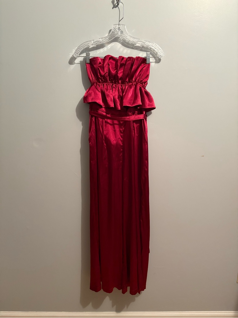 Brand New with Tags Mittoshop Burgundy Berry Holly Jumpsuit Strapless Ruffled